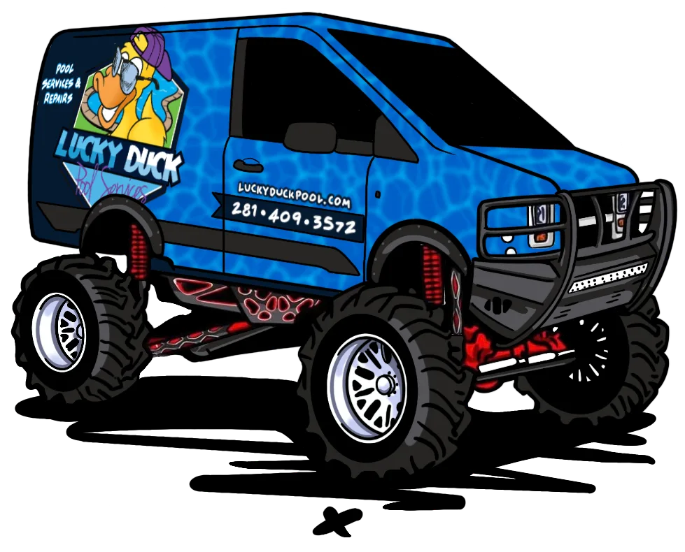 Lucky Duck Pool Service lifted van